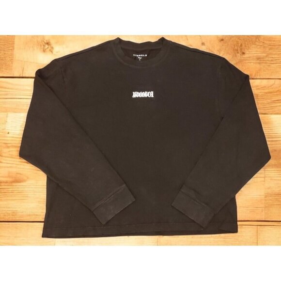 YoungLa SAMPLE Shirt Mens Size LG Long‎ Sleeves Black Wash Distressing Heavy - Picture 1 of 10